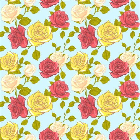 Flower Rose Seamless Pattern Vector Floral Rose Seamless Pattern