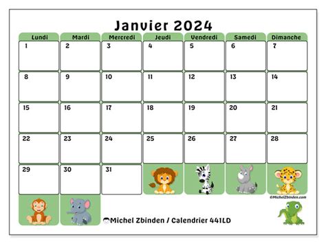 Calendrier Janvier 2024 441 Michel Zbinden Fr