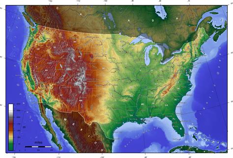 Usa High Contrast Elevation Map Maps On The Web
