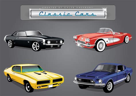 Classic American Cars Vector Pack Download Free Vector Art Free Vectors