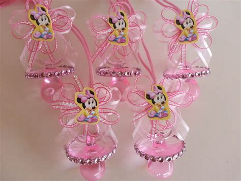 Minnie mouse festival party favors: 12 Minnie Mouse Pink Pacifier Necklaces Baby Shower Game ...