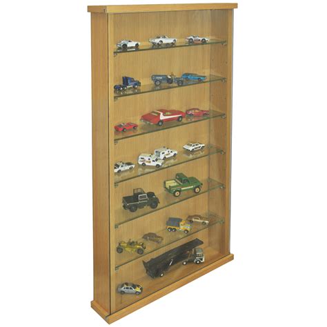 Collectors Wall Display Cabinet With Six Glass Shelves Oak Watson