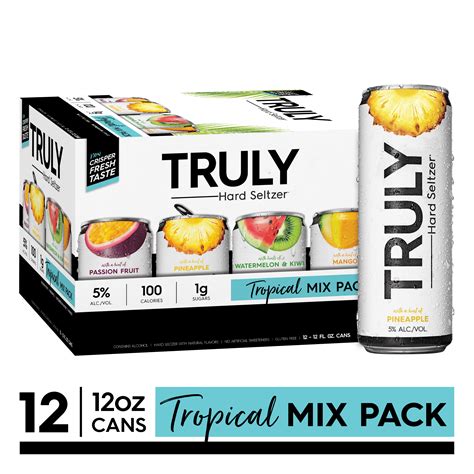 Truly Hard Seltzer Tropical Variety 12pk 12oz Beer White Cans Gluten