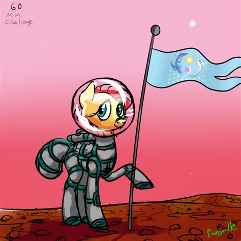 Safe Fluttershy Solo Female Pony Spacesuit Astronaut Equestrian Flag Space