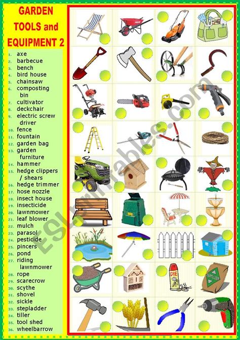 Gardening Tools And Equipment 2 Esl Worksheet By Karagozian