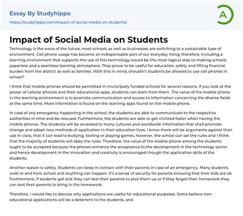 Impact Of Social Media On Students Essay Example