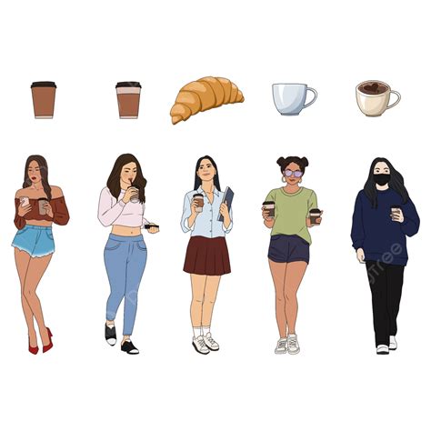 cool styling clipart png images coffee girls in cool casula fashion style clipart clipart