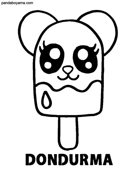 10 Adet Dondurma Boyama Sayfaları Panda Boyama