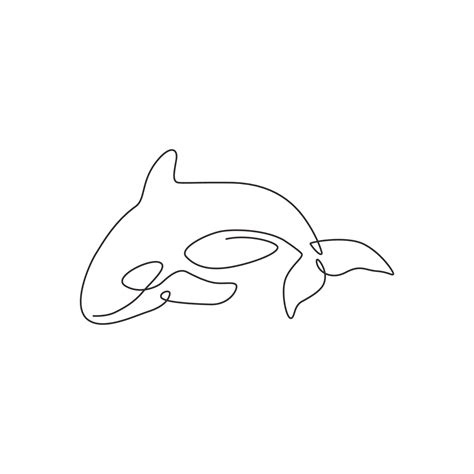 One Continuous Line Drawing Of Cute Orca For Marine Logo Identity