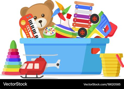 Kids Toys In A Box Royalty Free Vector Image Vectorstock