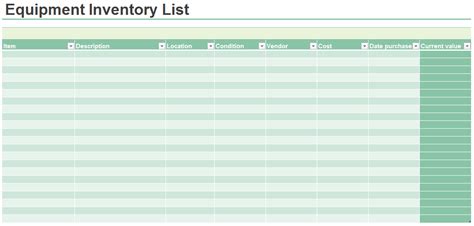 Free Equipment Inventory List Templates Ms Office Documents