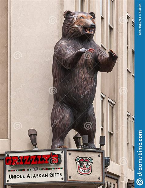 Grizzly Bear Statue In Anchorage Alaska Usa Editorial Photo Image