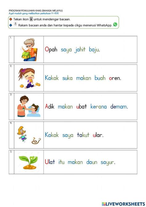 Vkvk Membaca Ayat Mudah Worksheet Kindergarten Colors Busy Book