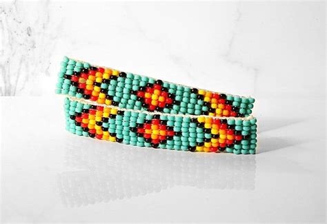 The Duo Beaded Barrette Pair In Turquoise Etsy Indian Beadwork