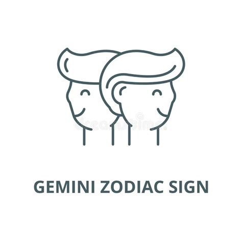 Gemini Zodiac Sign Vector Line Icon Linear Concept Outline Sign