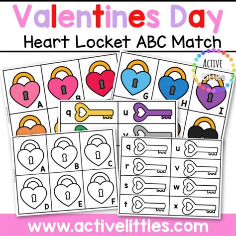 Valentines Day Heart Locket Abc Printable Active Littles