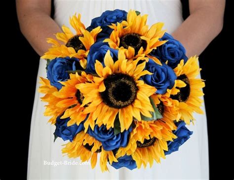 Country Sunflower Wedding Bouquet Sunflower Wedding Bouquet Blue