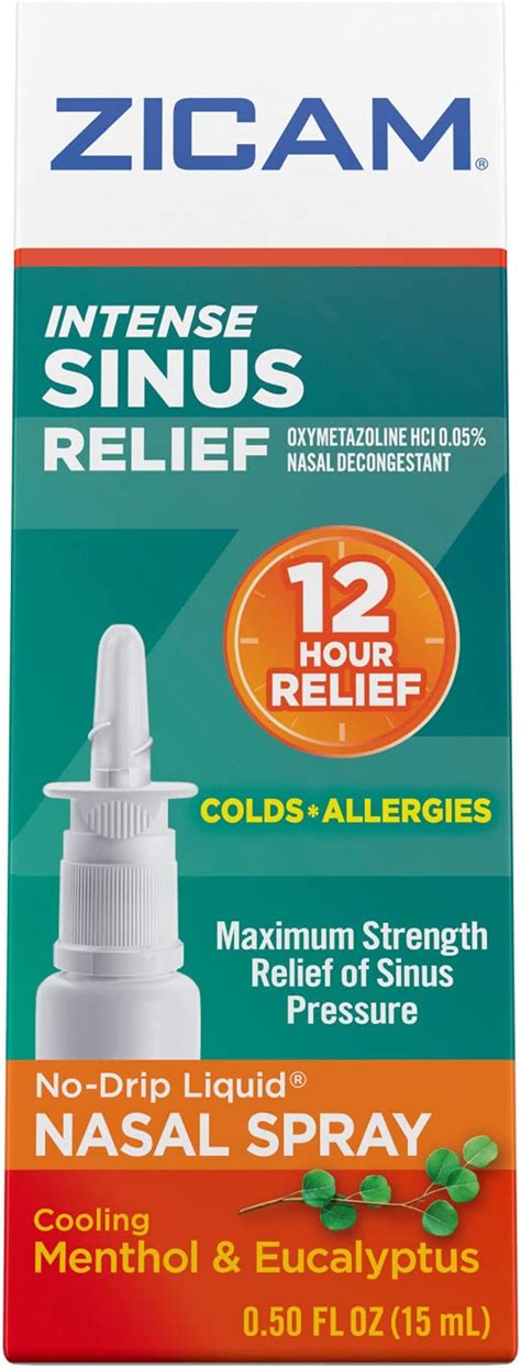 Zicam Intense Sinus Relief No Drip Liquid Nasal Spray With Cooling Menthol