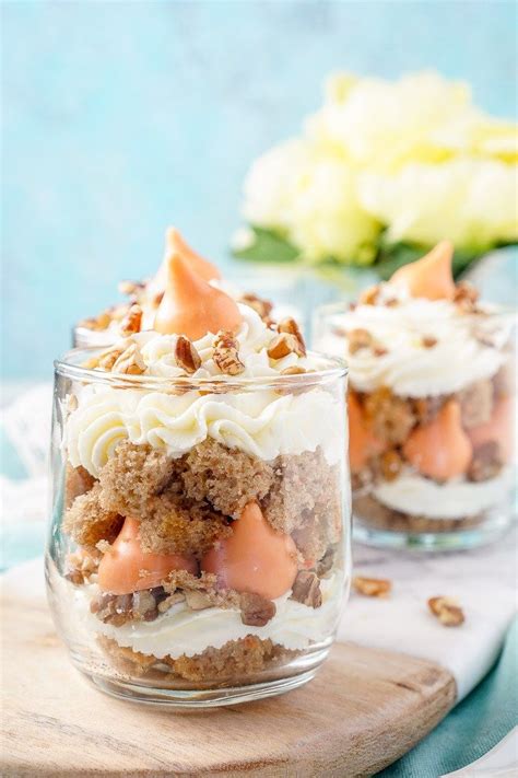 A great dessert to use with all that leftover halloween candy! Individual Carrot Cake Trifles | Desserts, Food, Tasty ingredients