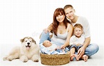 Dog and Family, Children Father Mother Pet, White Stock Image - Image ...