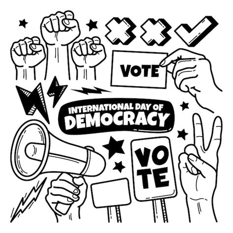 Dibujado a mano el día internacional de la democracia Vector Premium