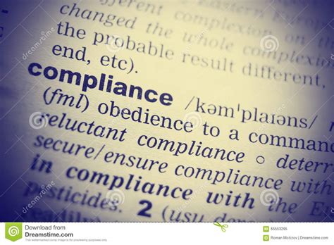 Definition Of The Word Compliance. Toned Image Stock Photo - Image ...