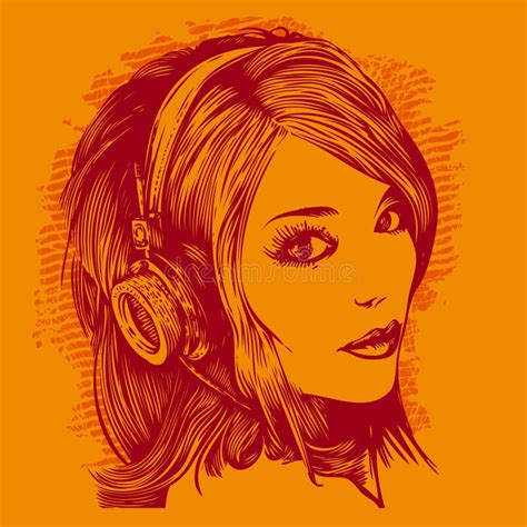 Girl With Headphones Stock Vector Illustration Of Drawing 27236091