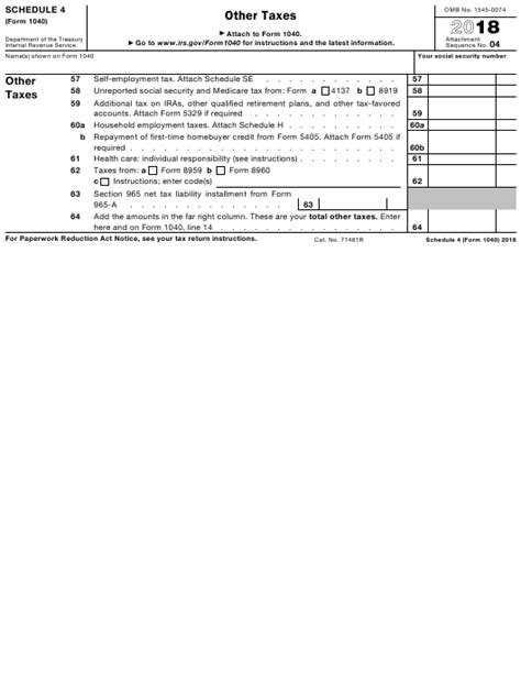 Irs Form 1040 Schedule 4 Download Fillable Pdf Or Fill 2021 Tax Forms