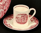 WEDGWOOD RED TRANSFER HARVARD UNIVERSITY DISHES 18 PIECES. W
