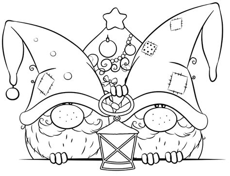 Christmas Gnome Coloring Pages - Coloring and Drawing