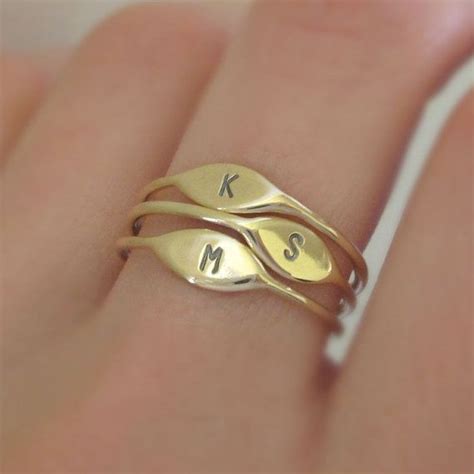 14k Gold Letter Stacking Ring Personalized With Initial Etsy