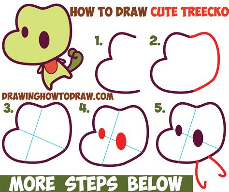 How to draw merry christmas greetings card in ms paint. How to Draw Treecko from Pokemon (Cute / Chibi / Kawaii ...