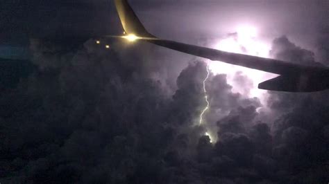 Lightning Strikes Outside Plane Window Over Naples Florida 6 12 18