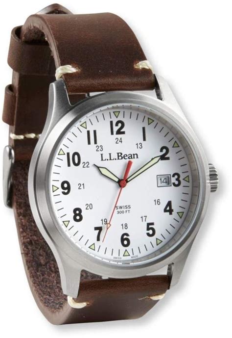 Llbean Vintage Field Watch 42mm Leather Mens Accessories Necklace