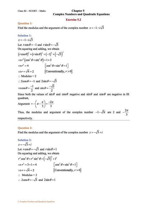 Ncert Solution For Class 11 Math Chapter 5 Complex Numbers And