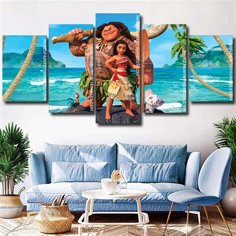 Disney Moana Movie 5 Panels Paint By Numbers Panel Paint By Numbers