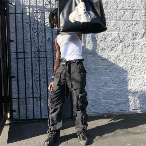 Travis Scott Outfit Men Streetwear Cargo Pants Outfit Cool Outfits