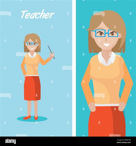 Young Teacher Cartoon Stock Vector Image And Art Alamy