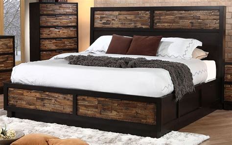 My husband and i had a king sized bed for many years and downsized. Makeeda Rustic Cal.King Platform Storage Bed | Rustic ...