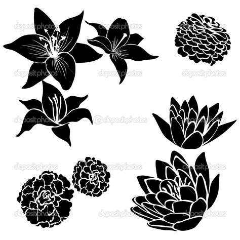 19 Black Flower Vector Images Black Vector Flower Black And White