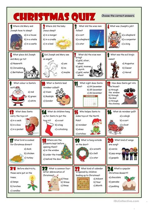 Christmas Quiz Worksheet Free Esl Printable Worksheets Made By