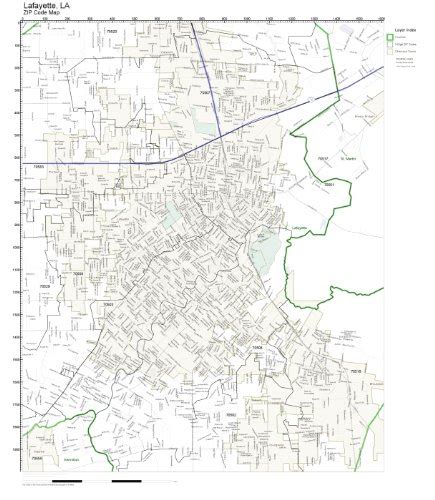 Zip Code Wall Map Of Lafayette La Zip Code Map Laminated