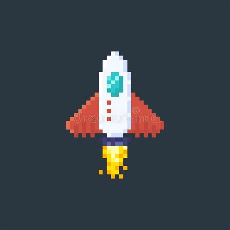 Rocket Launch Pixel Art Stock Vector Illustration Of