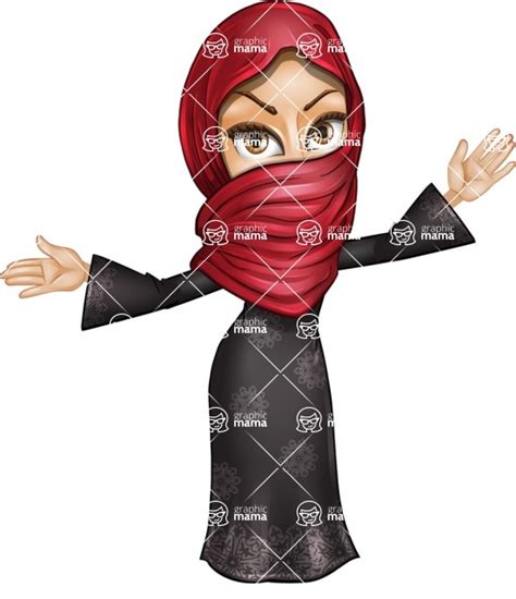Muslim Girl With Hijab Scarf Cartoon Vector Character Shocked
