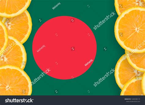 Bangladesh Flag Citrus Fruit Slices Vertical Stock Photo 1283538115