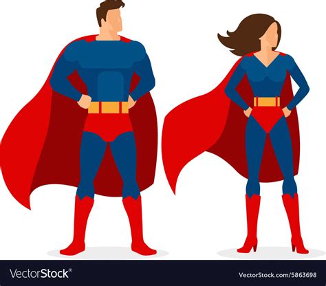 Superhero Couple Of Flat Superman And Superwoman Vector Image