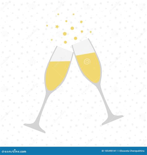 Two Champagne Glasses Cheers Celebration Holiday Toast Stock Vector Illustration Of