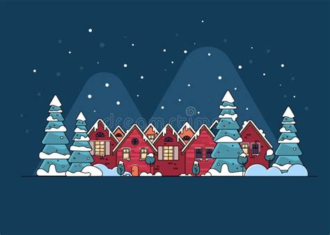 Cartoon Snow Home And Rural Cottages Set Stock Vector Illustration