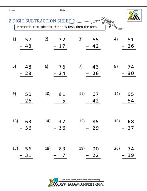 1st Grade Math A Dish On And Subtract 2 Digit Math Worksheets 2 Digit