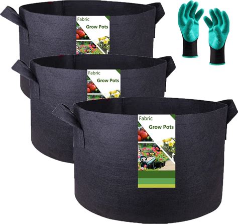 Buy 3 Pack 75 Gallon Plant Grow Bags 34x20 Inch Reusable Fabric Plant